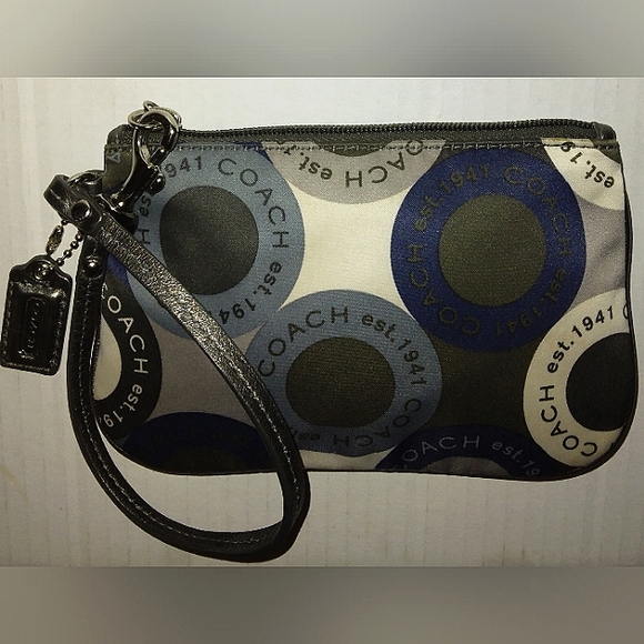 Brand New☆Rare COACH Soho Snaphead Small Sateen Wristlet ~Blue/Silver~ - Picture 6 of 14